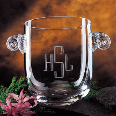 Deep Etched Monogrammed Atelier Crystal Ice Bucket